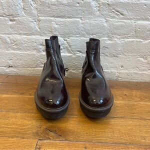 Clarks Patent Wedge boots NWOT